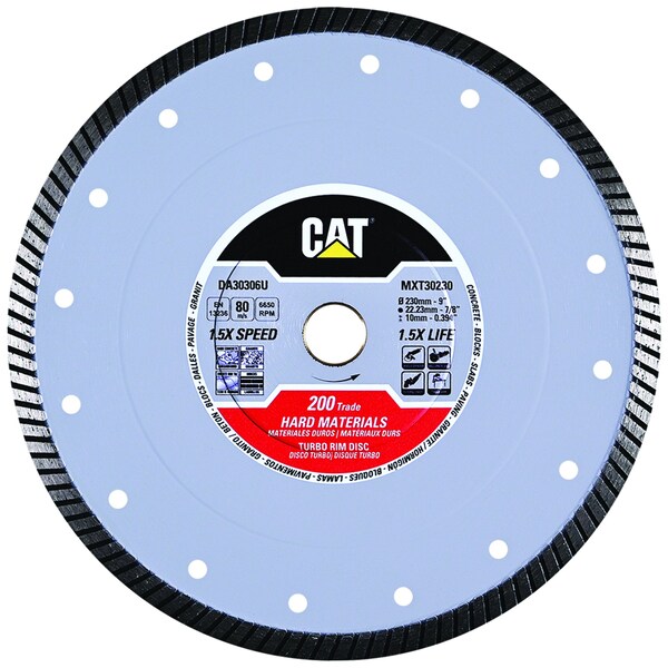 Caterpillar 200 Trade Turbo Hard Materials Diamond Blade 9-In - 230mm DA30306U - main